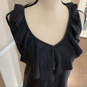 DKNY gray and black striped top Size L